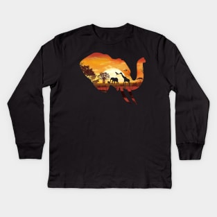 Wild Safari Sunset Kids Long Sleeve T-Shirt